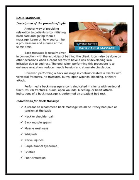 Back Massage Purpose Back Massage Description Of The Proceduretopic Another Way Of