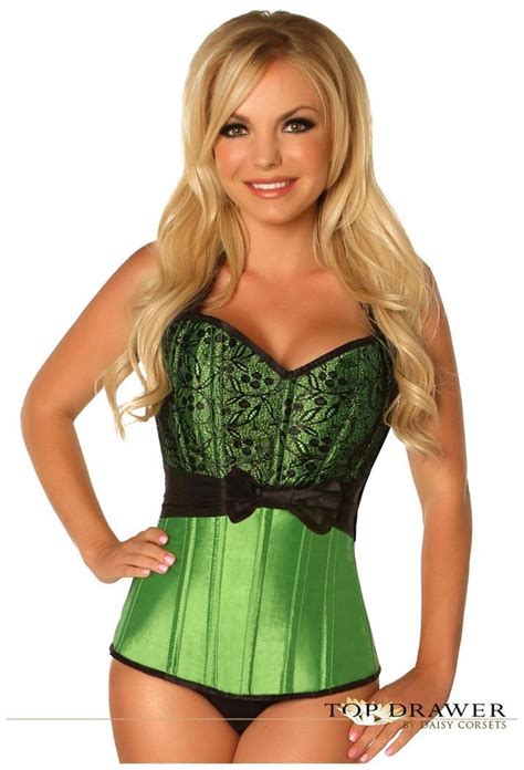 Top Drawer Green Lace And Bow Halter Steel Boned Corset