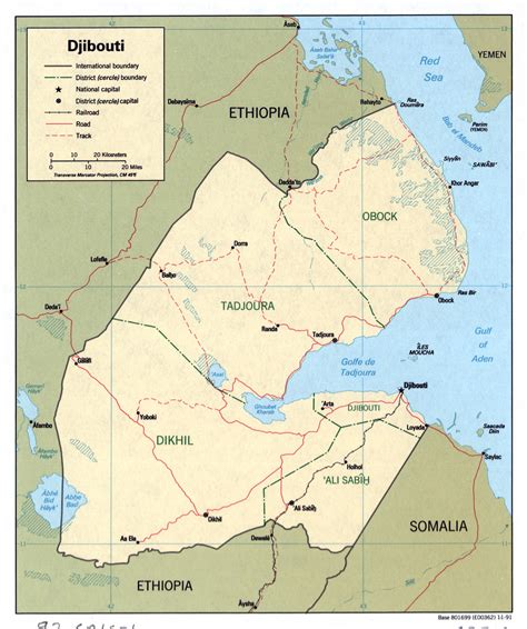 Detailed Political Map Of Djibouti With Roads Railroa