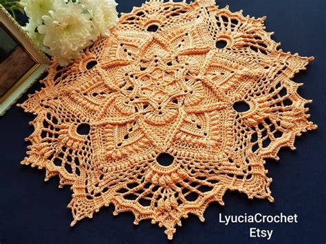 A New Design Apricot Crochet Doily Lace Doily 415 Cm Decor Etsy