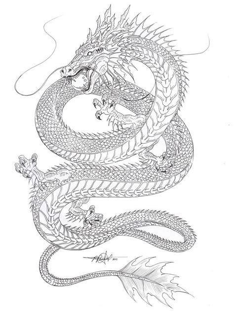 Water Dragon Outline By Artstain On Deviantart Dragon Tattoo Outline