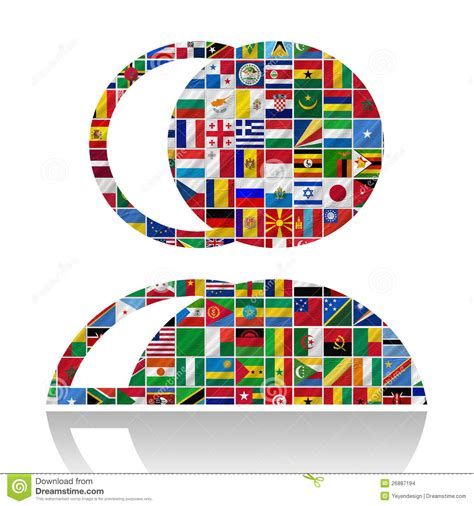 Flags Of The World With Icon Set Stock Illustration Illustration Of