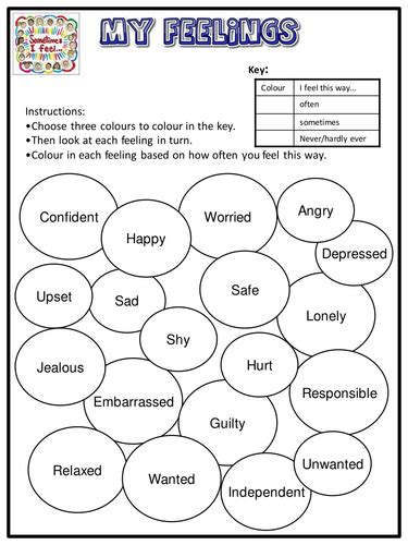 My Feelings Worksheet Emotional Literacy By Lukeswillage Teaching