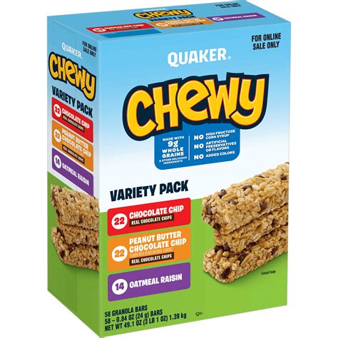 Quaker Chewy Granola Bars 3 Flavor Variety Pack 58 Pack Walmart