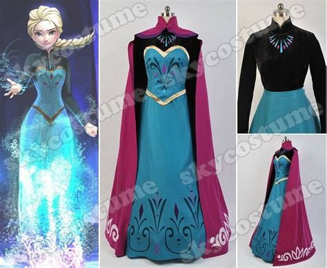 Disney Film Frozen Elsas Coronation Outfit Dress Cosplay Costume Adult