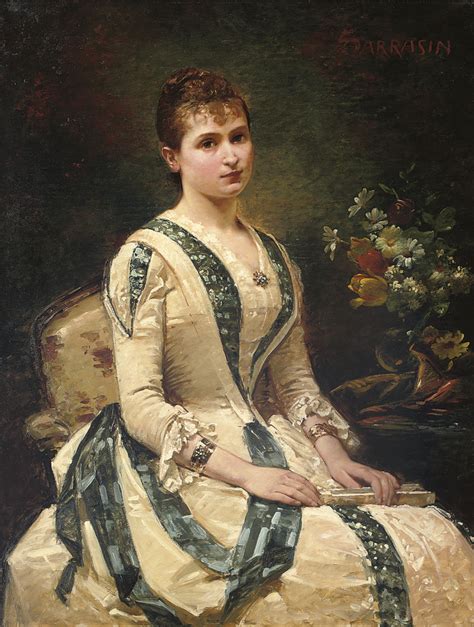 Sarrasin French 19th Century Portrait Of A Lady Seated Holding A