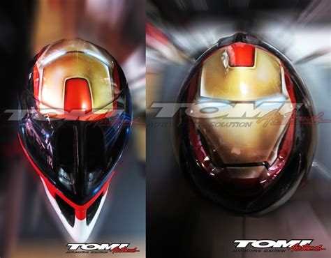 Modifikasi Helm Sepeda Bertema Iron Man Tomi Air Brush
