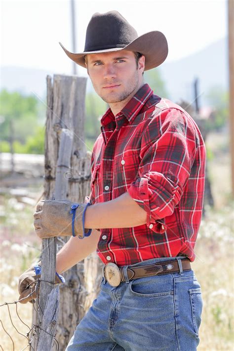 Cowboy Working On A Wooden Fence Cowboy Outfit For Men Hot Country