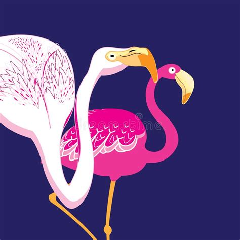 Graphics Beautiful Portraits Of Pink Flamingos Stock Vector