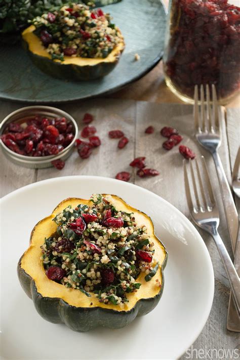 Roasted Acorn Squash Stuffed With Cranberry Kale Quinoa Salad SheKnows