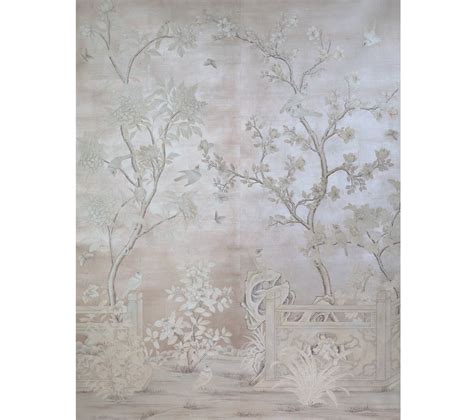 Handpainted Chinese Scenic Painted On An Antiqued Silver Leaf