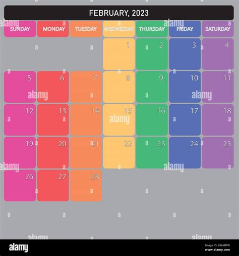 February 2023 Planner Calendar Big Editable Space Color Day Designer