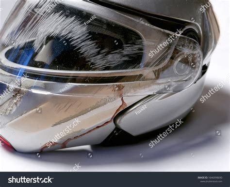Crash Helmet After Motorcycle Accident Stock Photo 1646998690