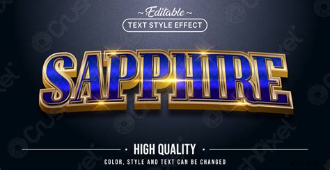 Editable Text Style Effect Sapphire Text Style Theme Stock Vector