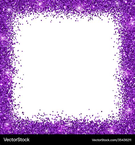 Purple Glitter Background Square Border Frame Vector Image
