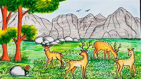 Beautiful Forest Scenery Drawing : Please respect each stuff and artist