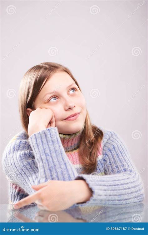 Portrait Of A Pensive Teen Girl Stock Image Image Of Expressive