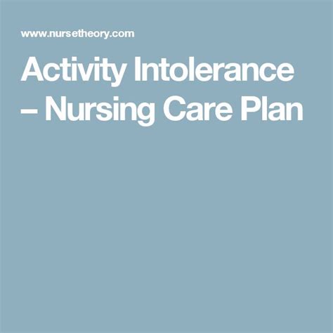 Activity Intolerance Nursing Care Plan Nursing Care Plan Care