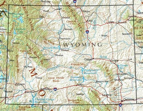 Wyoming Topographical Map Wyoming Map Wyoming Wyoming Travel