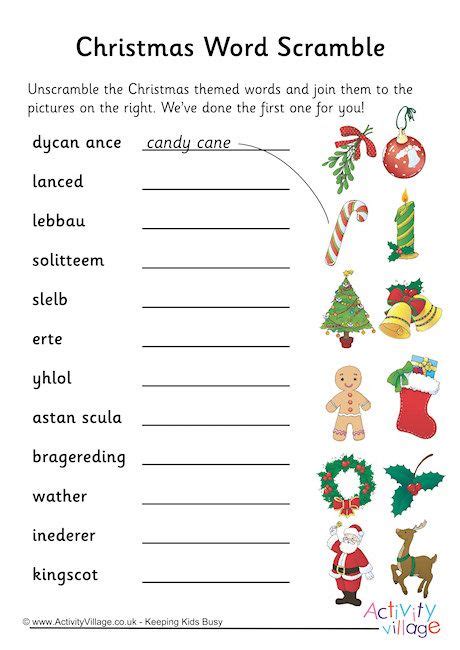 Christmas Word Scramble Worksheet