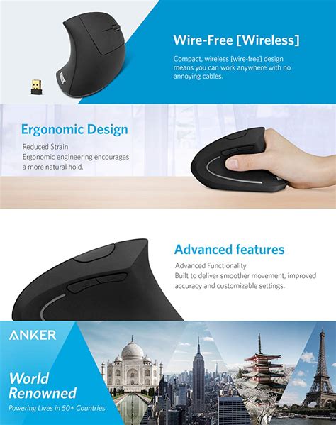 Free Shipping Anker 24g Wireless Vertical Mouse