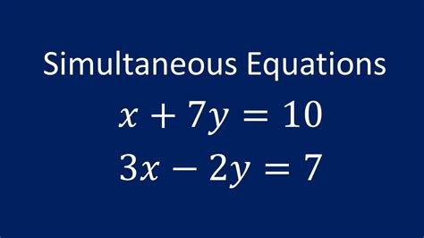 Simultaneous Equation Part 1 Youtube