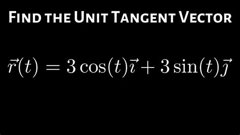 find the unit tangent vector for r t 3cos t i 3sin t j youtube