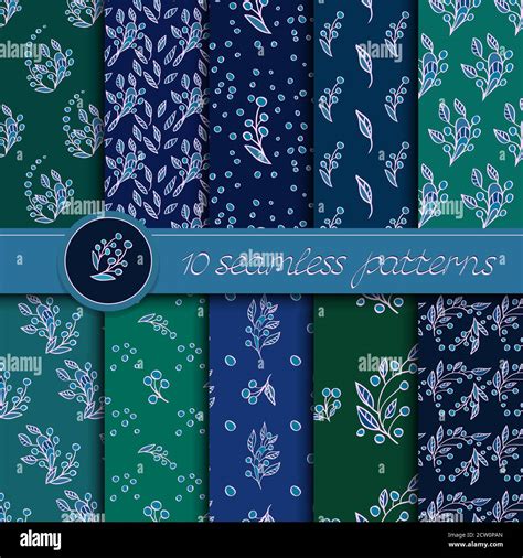 Vector Set Of Seamless Patterns With Floral Elements Collection Of