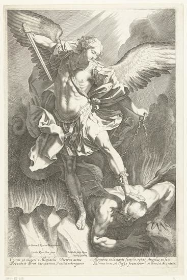 The Archangel St Michael Defeating The Devil Engraved By Pieter De