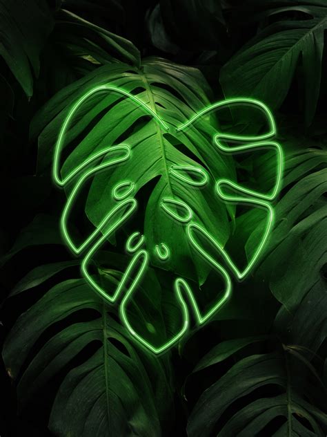 Vibrant Neon Green Leaf And Fluorescent Wallpaper Happywall