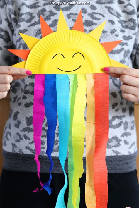Paper Plate Sun And Rainbow Craft Rainbow Crafts Sun Crafts