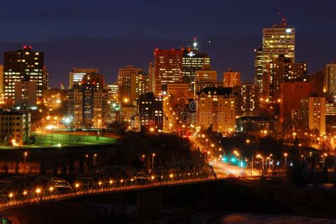 Edmonton Downtown Night Scene Stock Image Image Of Outdoor Skyline