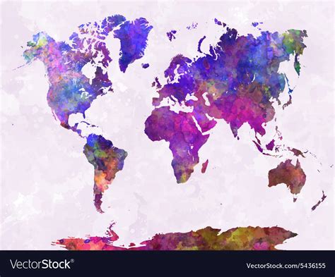 World Map In Watercolor Warm Purple Royalty Free Vector