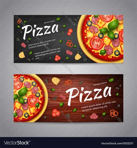 Two Realistic Pizza Flyer Banners Royalty Free Vector Image