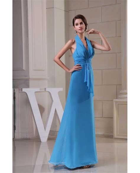 A Line Halter Floor Length Chiffon Bridesmaid Dress OP5043 119