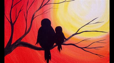 Easy Acrylic Painting Simple Mama Bird Sunset The Art Sherpa Youtube