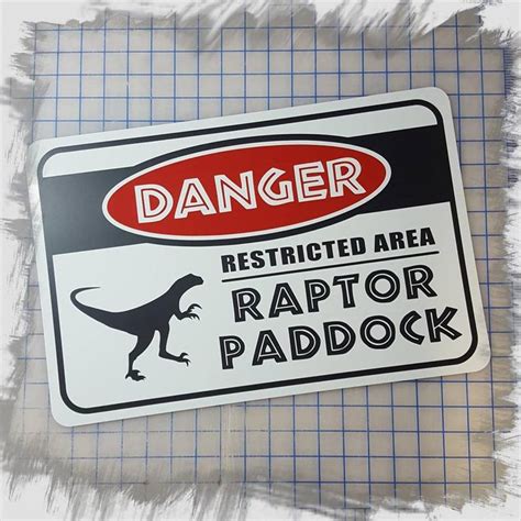 Danger Raptor Paddock Jurassic Park Aluminum Sign Etsy In 2021