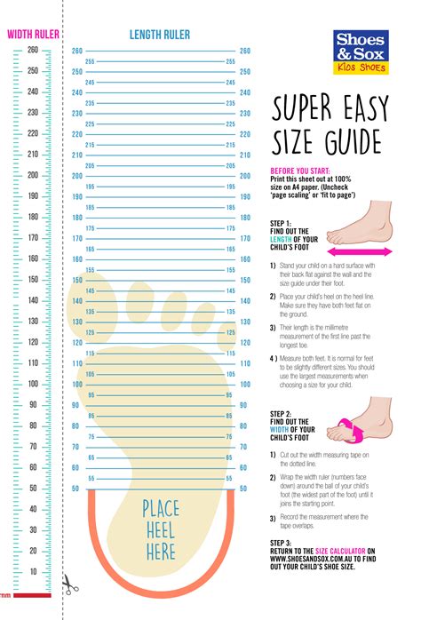 Printable Kid Foot Size Measuring Chart