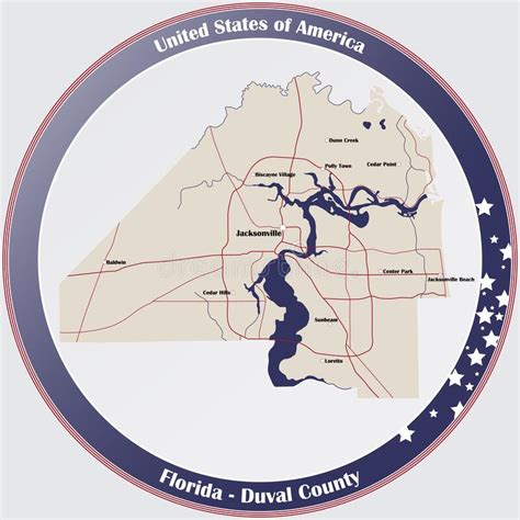 Map Of Duval County In Florida Stock Vector Illustration Of