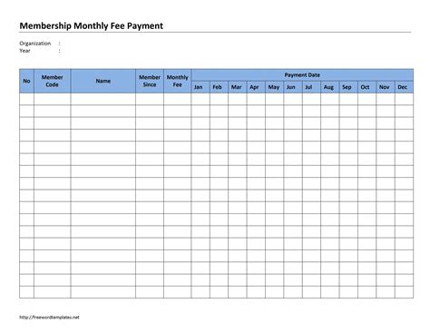 Monthly Dues Spreadsheet In Membership Monthly Fee Payment — Db
