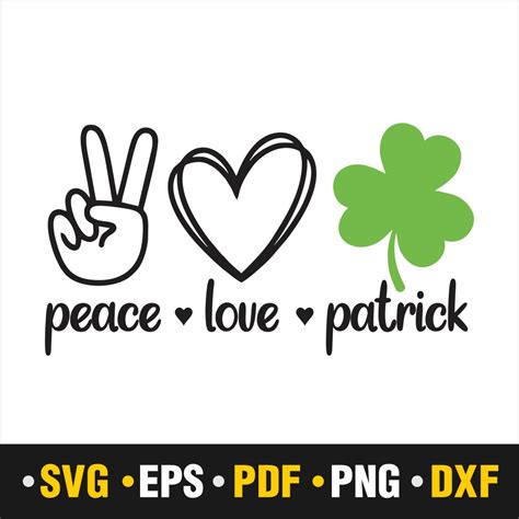 Peace Love And Patrick St Patricks Day Svg Masterbundles