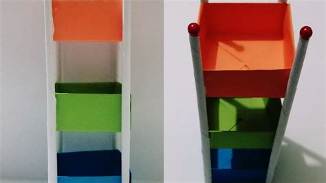 How To Make Origami Desk Organizerhandmade Paper Ideaeasy Paper Youtube