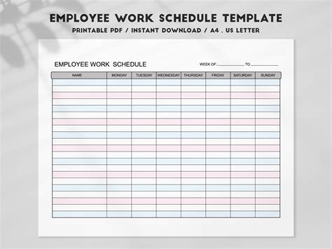 Employee Work Schedule Template Pdf Weekly Work Sched