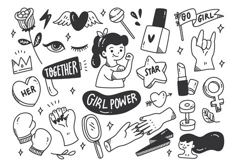 Girl Power Concept In Doodle Style Graphic By Big Barn Doodles