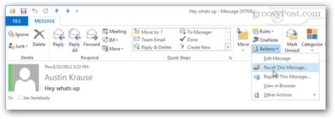 How To Recall Or Unsend A Message In Outlook Groovypost