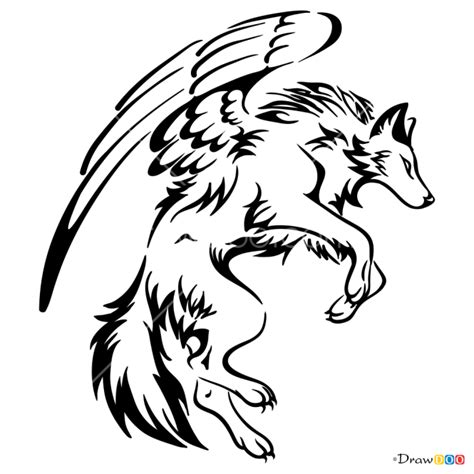 How To Draw Angel Wolf Tattoo Tattoo Wolfs