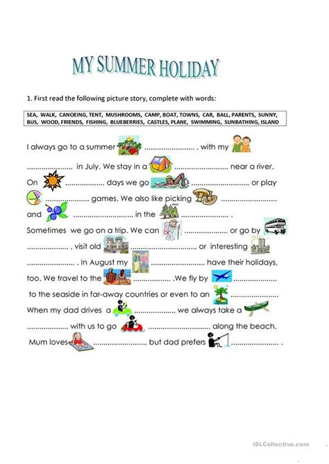 Summer Activities English Esl Worksheets English Grammar For Kids