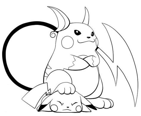 Raichu Is Lose To Pikachu Coloring Page Color Luna