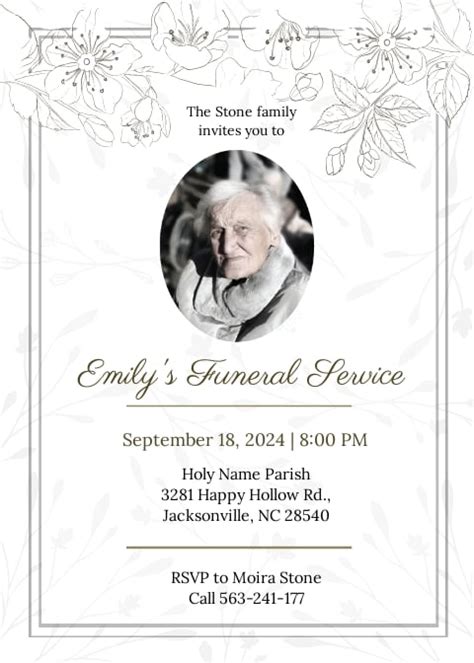Funeral Announcement Invitation Template Free Pdf Word Doc Psd