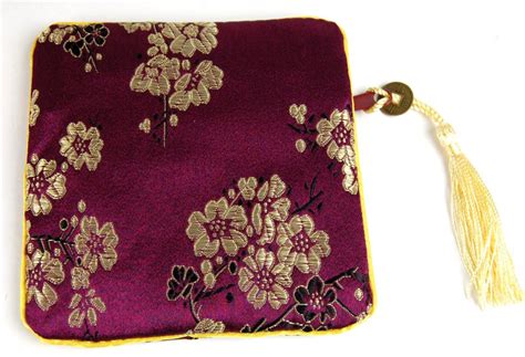Silk Feng Shui Coin Pouch Purple Cherry Blossom Purse Ebay